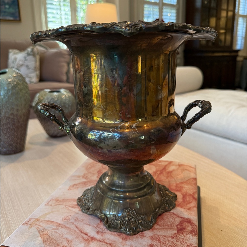 BAROQUE BY WALLACE SILVERSMITHS SILVERPLATE CHAMPAGNE WINE ICE BUCKET  #243 - Picture 3 of 12